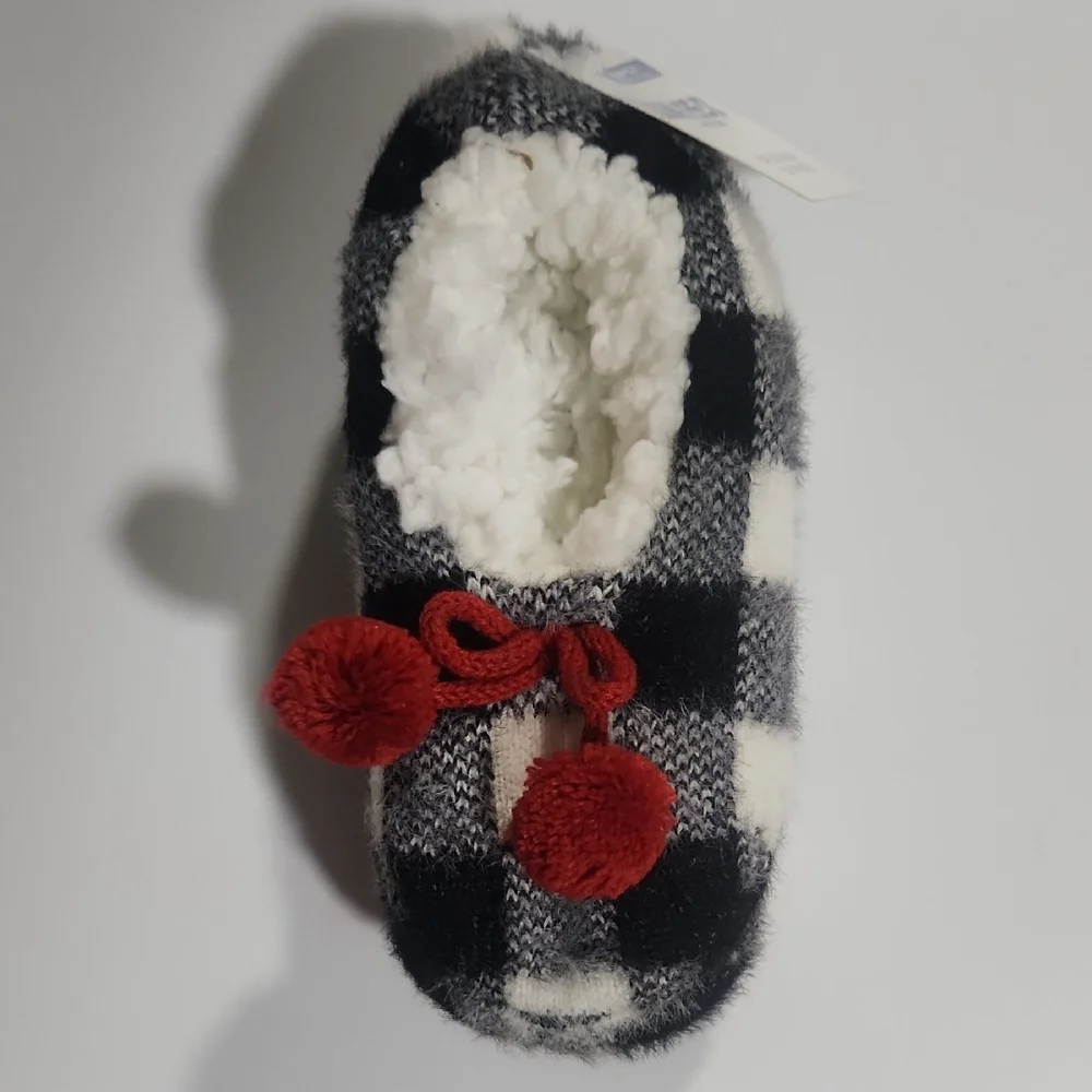 NWT Muk Luks Black and White Checkered Ballerina Slippers Multiple Sizes Listed